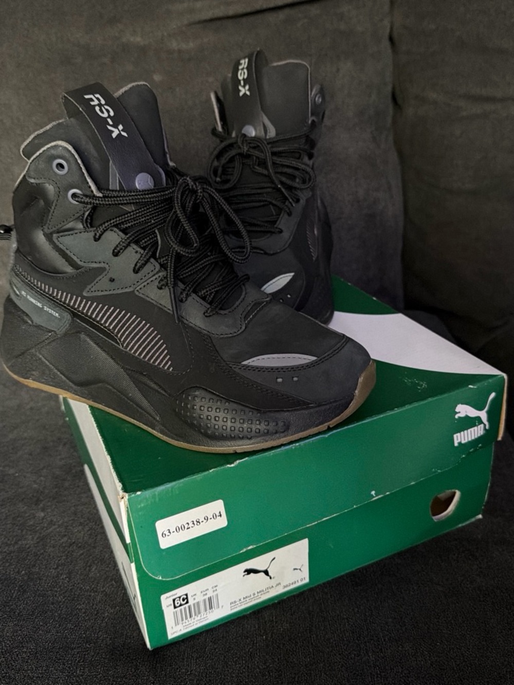 Puma kids Black High-Top Sneakers with Gum Sole